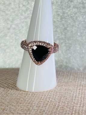 Bomb Party Black Onyx “Get In The Zone” Ring Size 7 on Rose Gold Plating New